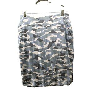 LOGO by Lori Goldstein Gray and White Camo Pencil Skirt